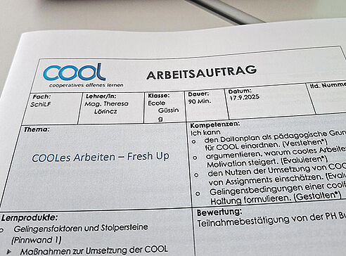 Arbeitsauftragspapier